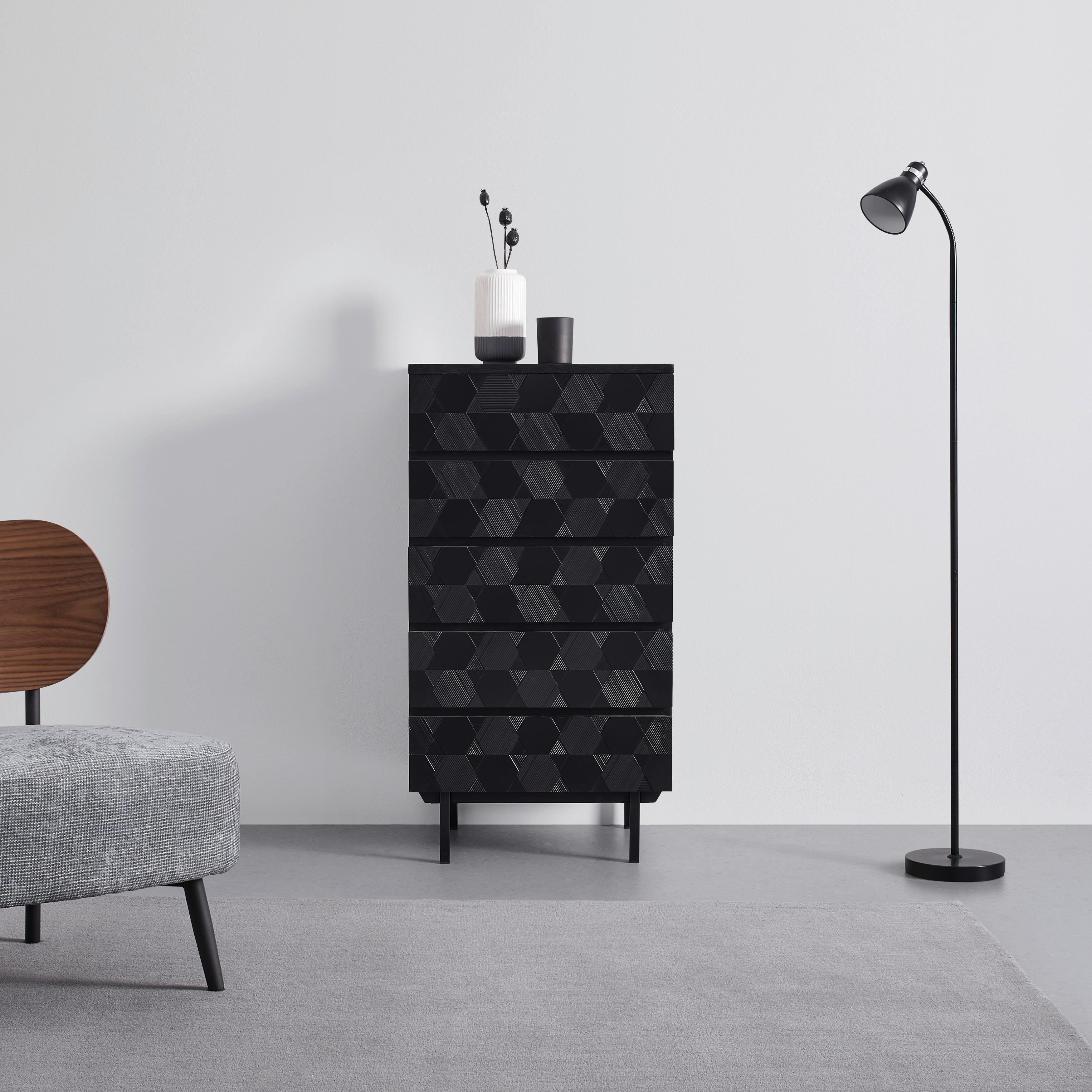 Komoda Roma - černá, Moderní, kov/dřevo (54/103/39cm) - Bessagi Home