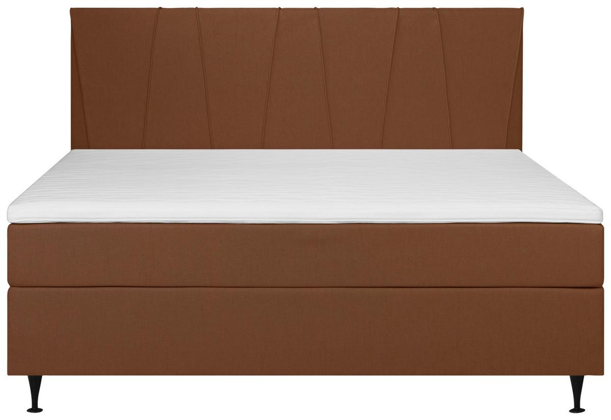 Boxspringbett Wels Terracotta 140x200 cm inkl. Topper - Terracotta/Schwarz, MODERN, Textil (140/200cm) - MID.YOU