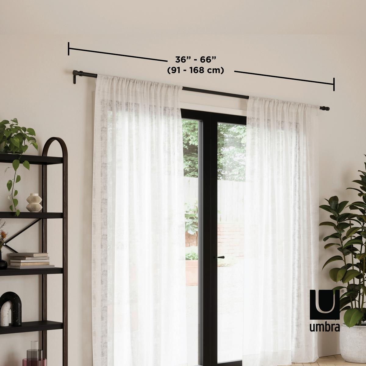 Vorhangstangenset Cappa Schwarz L: 91-168 cm - Schwarz, KONVENTIONELL, Kunststoff/Metall (91-168cm) - Umbra