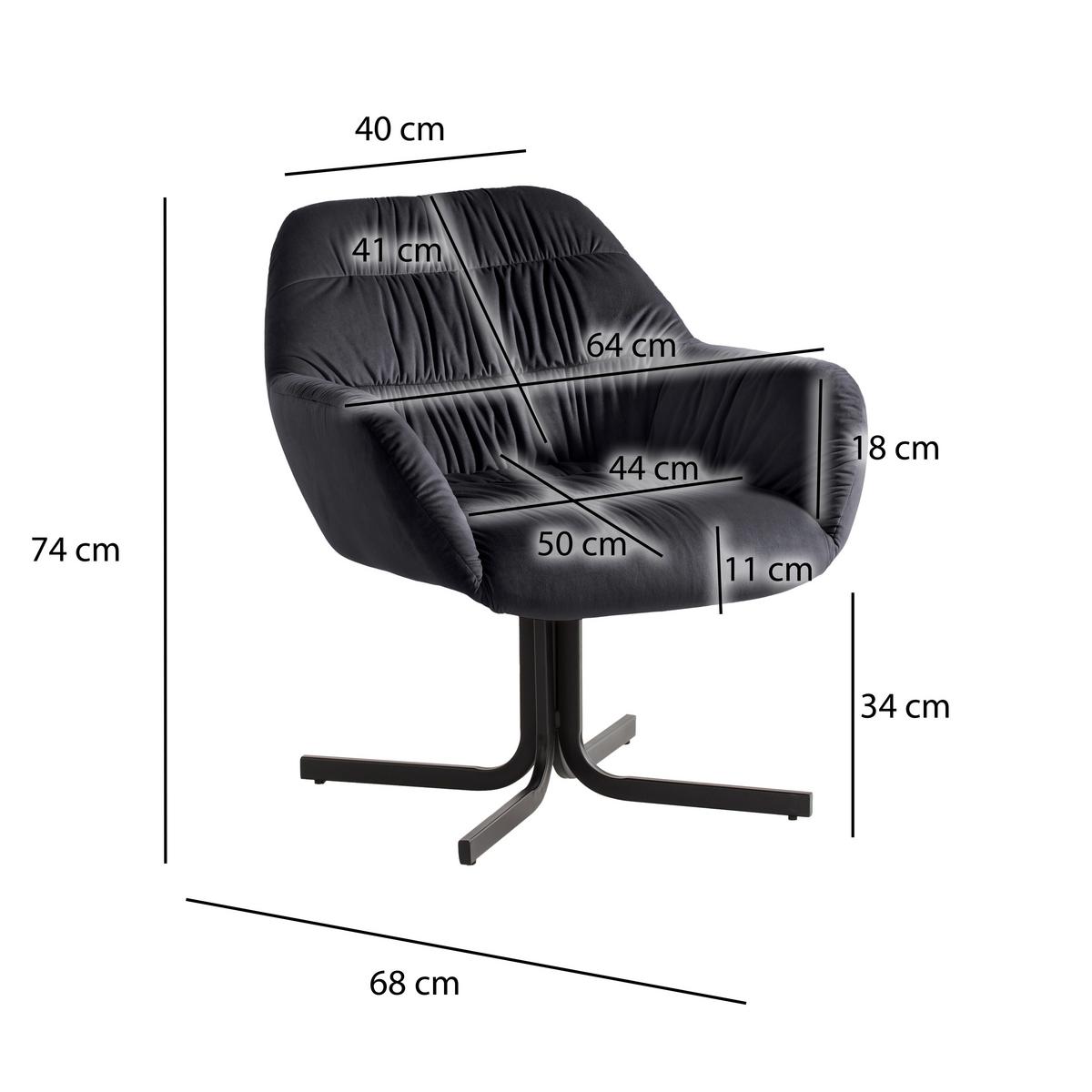 Sessel Schwarz B: 64 cm - Schwarz, Design, Textil (64/74/68cm) - Livetastic