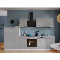 Küchenblock Malia B: 310 cm Grau, mit Geräte - Weiß/Grau, Basics, Holzwerkstoff (310cm) - Respekta