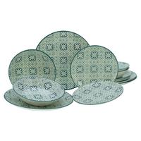 Tafelservice Yara Petrol Grün, Weiß, Hellgrün L: 31 cm - Weiß/Hellgrün, Basics, Keramik - Creatable