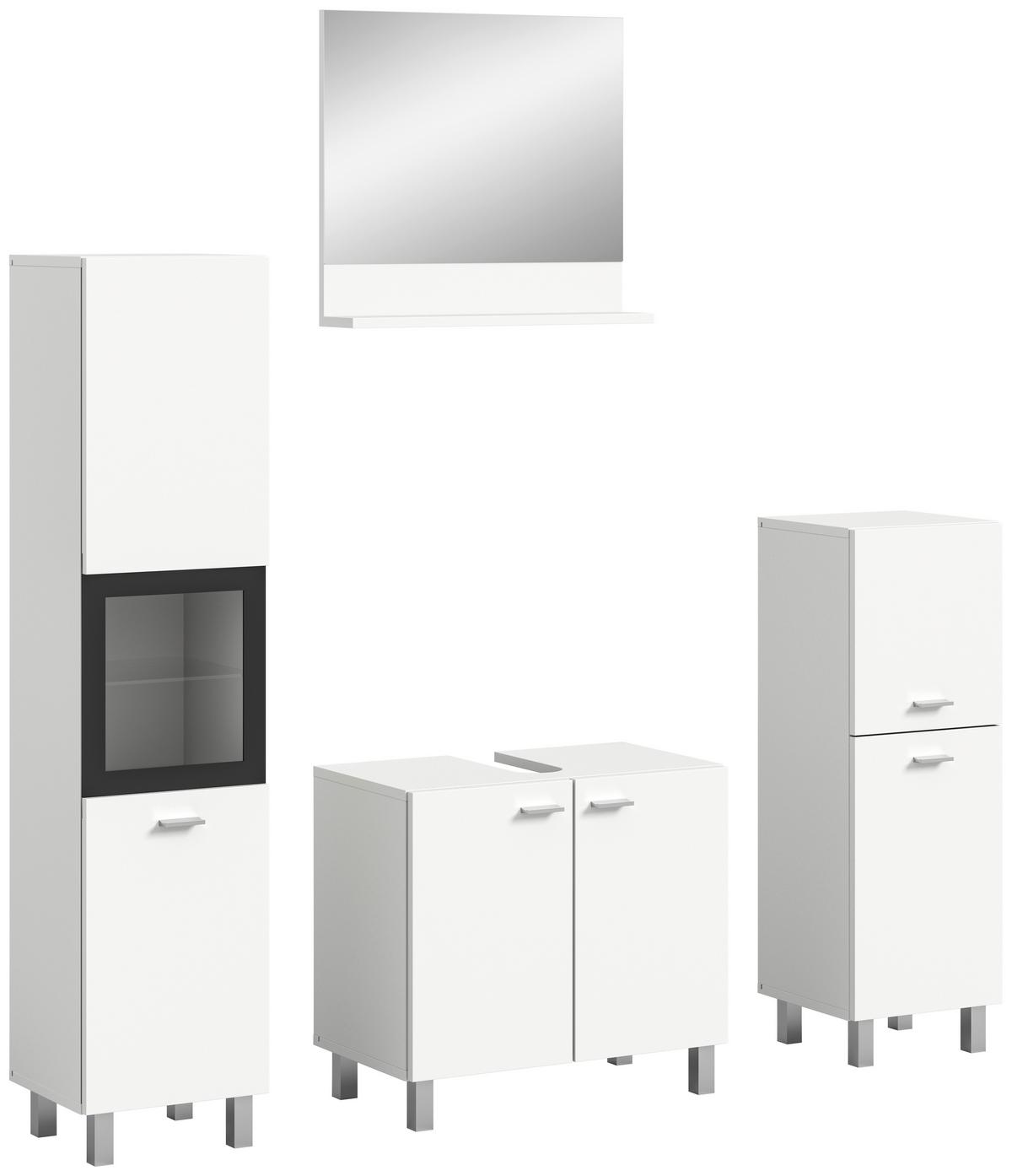 Badezimmer Boston Weiß B: 117 Cm - Silberfarben/Weiß, MODERN, Glas/Holzwerkstoff (117cm) - MID.YOU