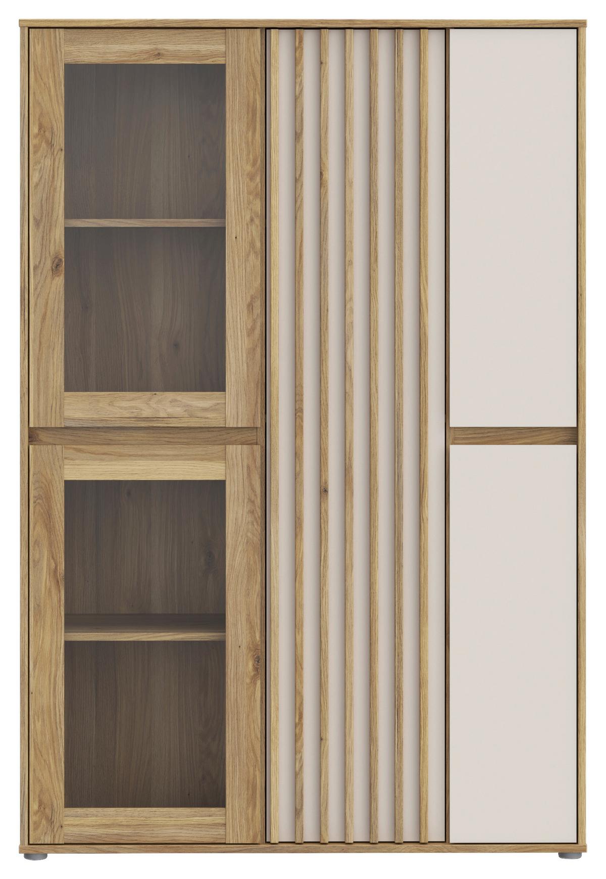 Vitrin Eliston - tölgyfa színű/homokszínű, Natur, műanyag/faalapú anyag (109,3/161,7/41,5cm) - Modern Living