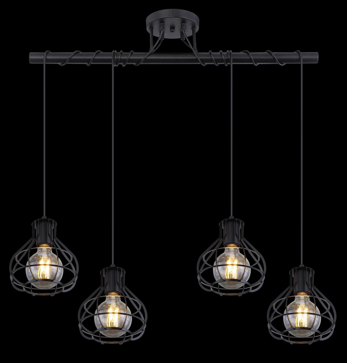 Deckenleuchte Clarista L: 80 Cm 4-Flammig - Schwarz, Trend, Metall (80/18/100cm) - Globo
