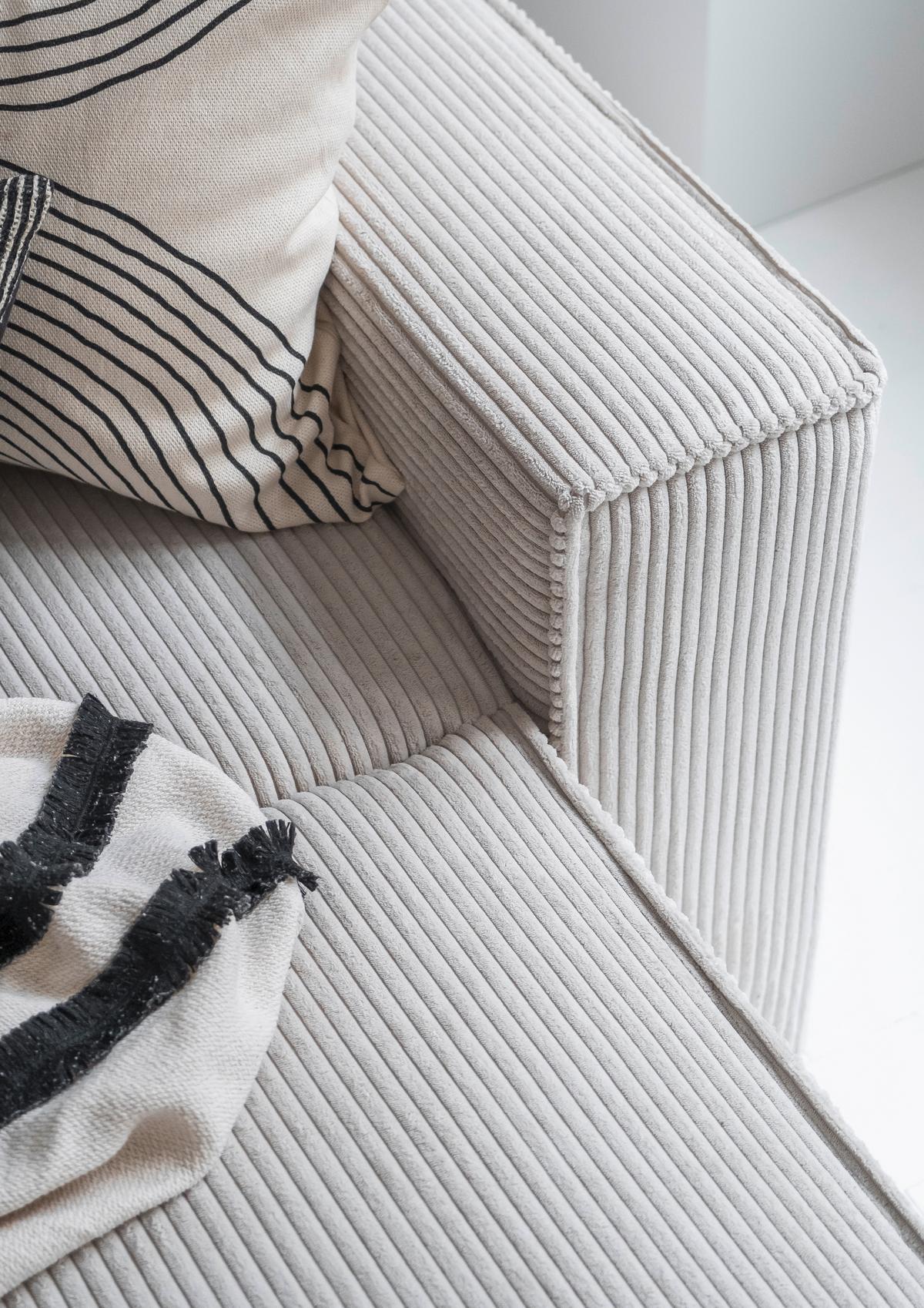 Rohová sedačka OLIVER, béžová, manšestr, levá - černá/béžová, Design, textil/plast (194/322/156cm) - MID.YOU