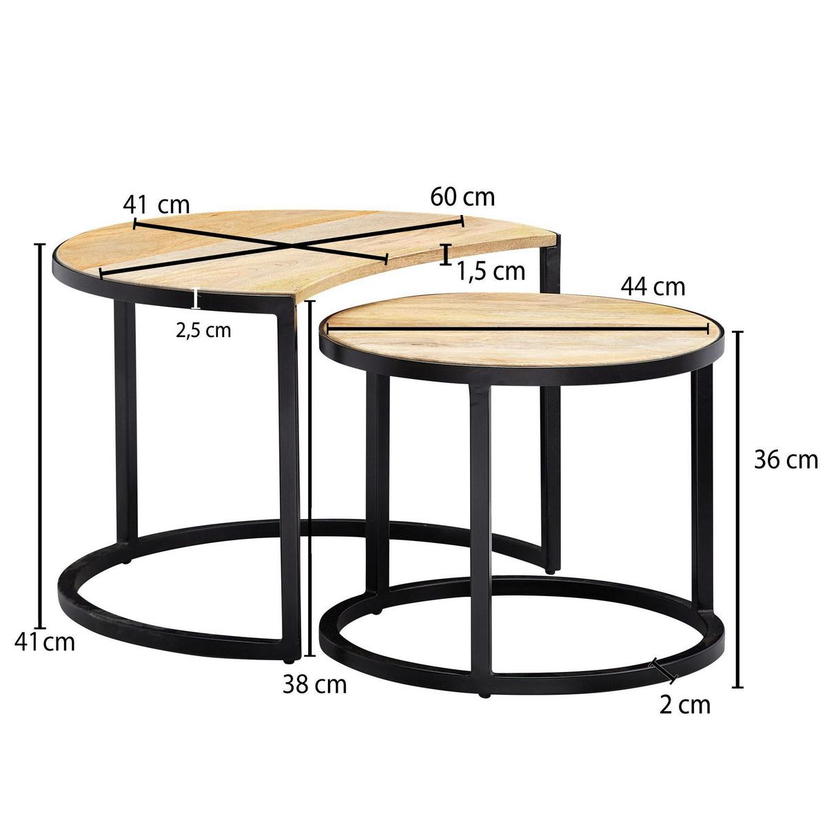 Sada konferenčních stolů WOHNLING svetlěhnedá - černá/světle hnědá, Moderní, kov/dřevo (41/60/41cm) - MID.YOU