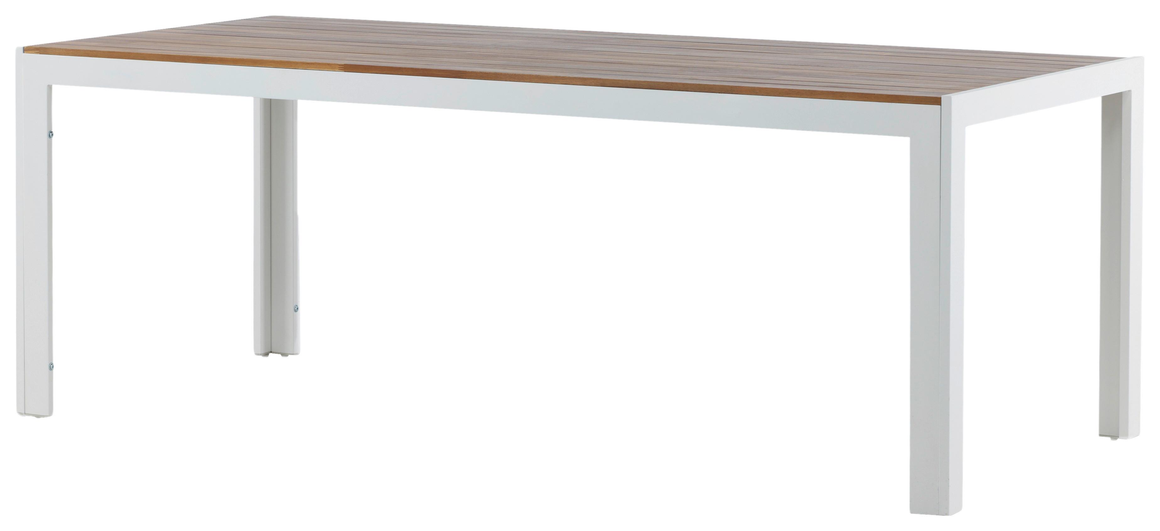Gartentisch Bois - Weiß/Akaziefarben, KONVENTIONELL, Holz/Metall (200/100/76cm) - Gardenson