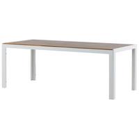 Gartentisch Bois - Weiß/Akaziefarben, KONVENTIONELL, Holz/Metall (200/100/76cm) - Gardenson