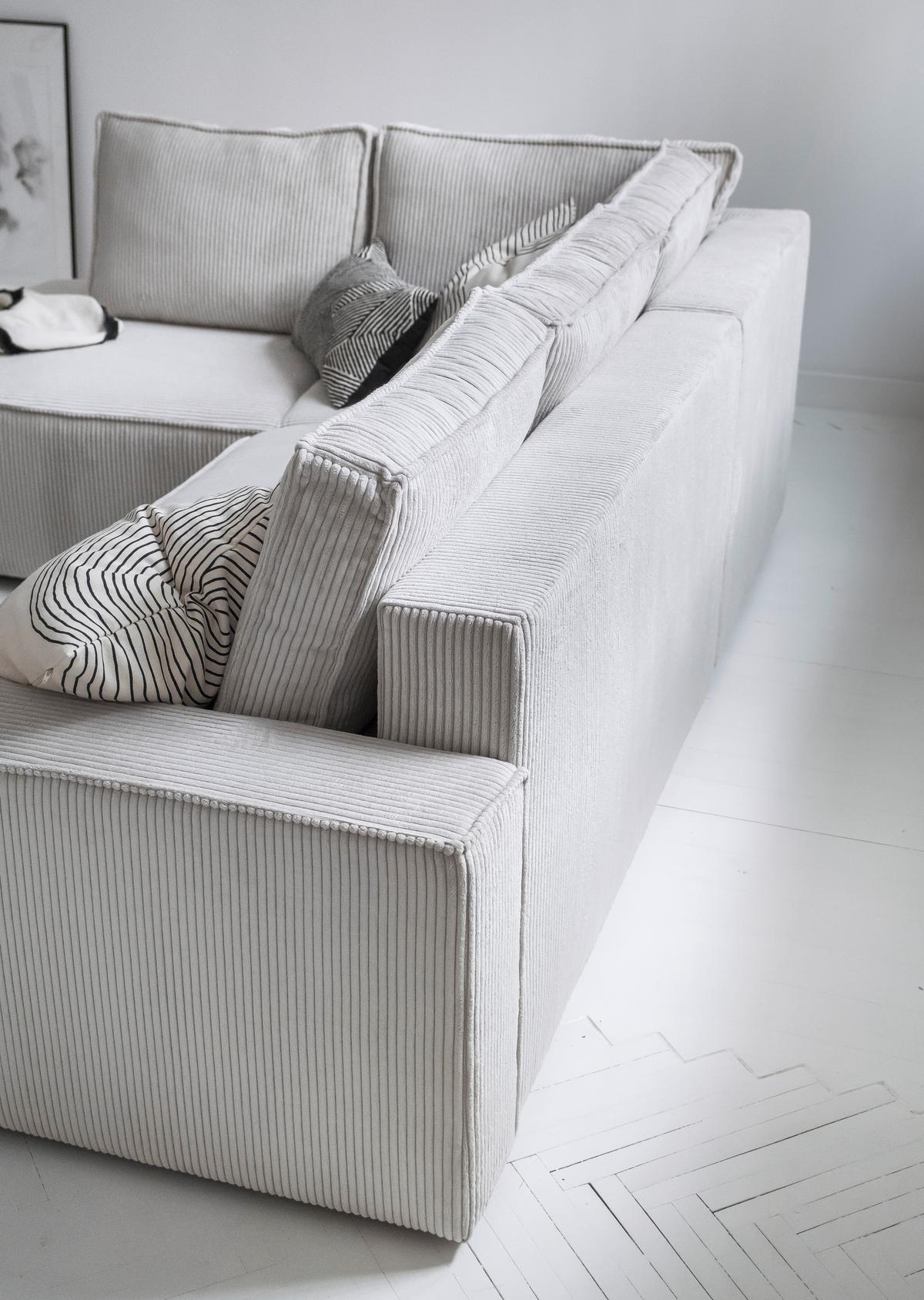 Sedačka Oliver, levá, béžová barva - černá/béžová, Design, textil/plast (194/247cm) - MID.YOU