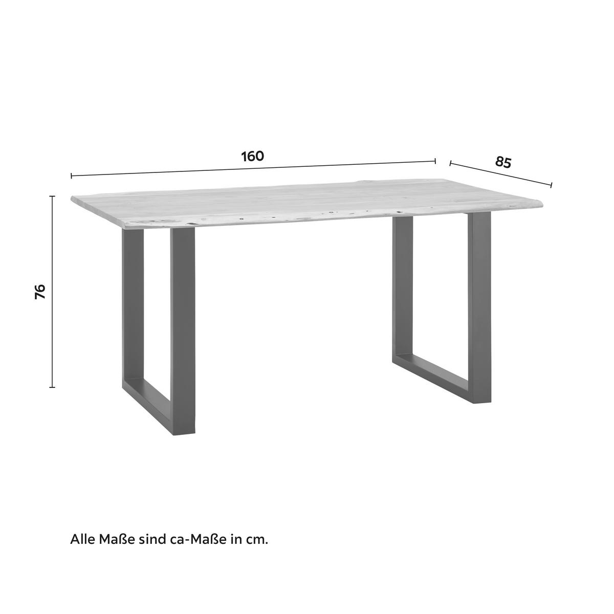 Jídelní stůl z masivu MALMO 160x85 cm - černá/barvy akácie, Moderní, kov/dřevo (160/85/76cm) - Bessagi Home