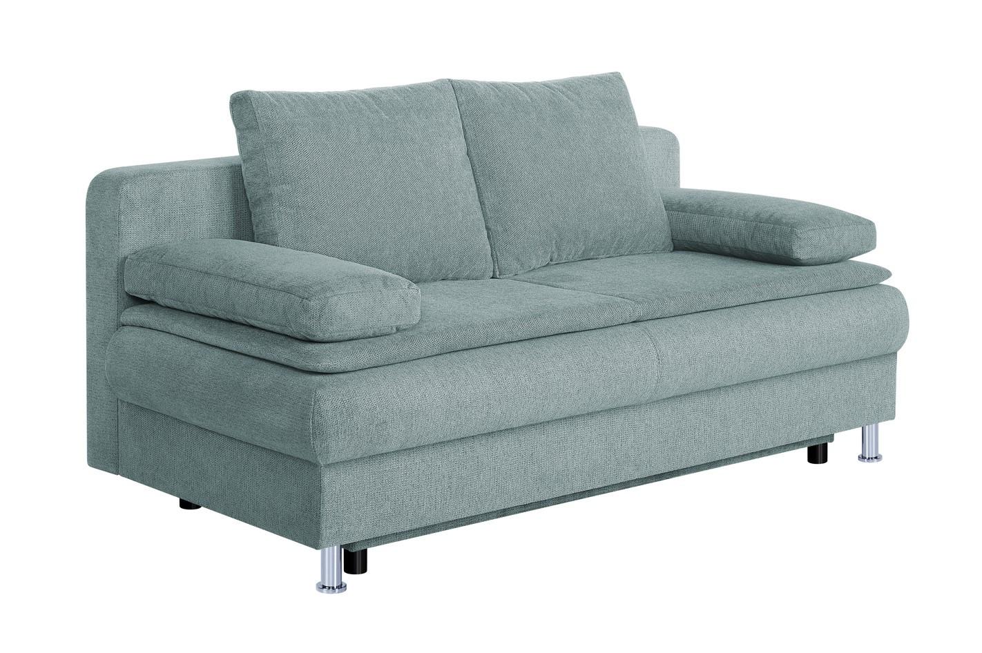 Schlafsofa mit Bettkasten Ken Blaugrau - Chromfarben/Blaugrau, Basics, Holzwerkstoff/Textil (200/92/90cm)