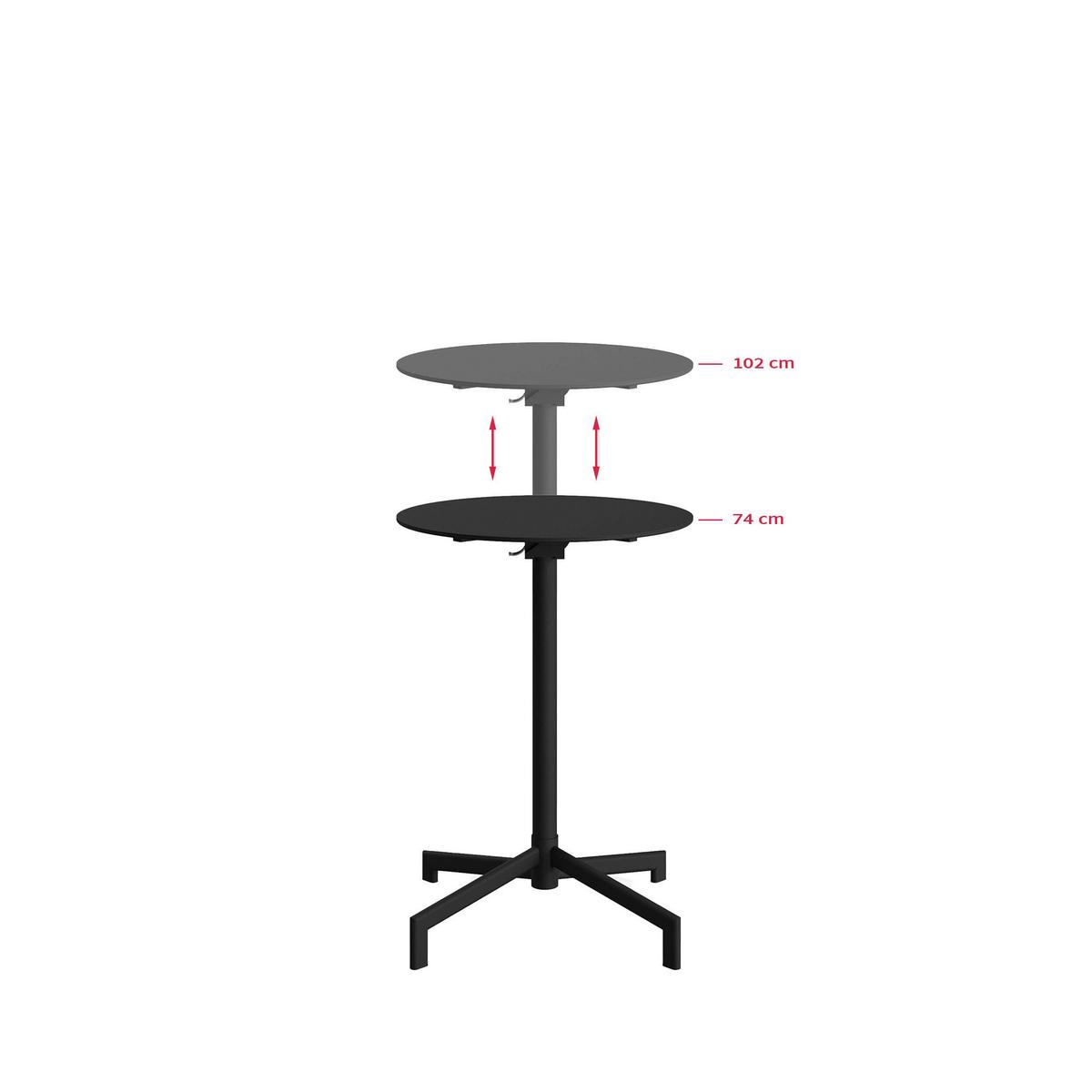 Garten-Bartisch Versa – Terrassen-/Stehtisch - Schwarz, Basics, Metall (60/74/102/60cm)