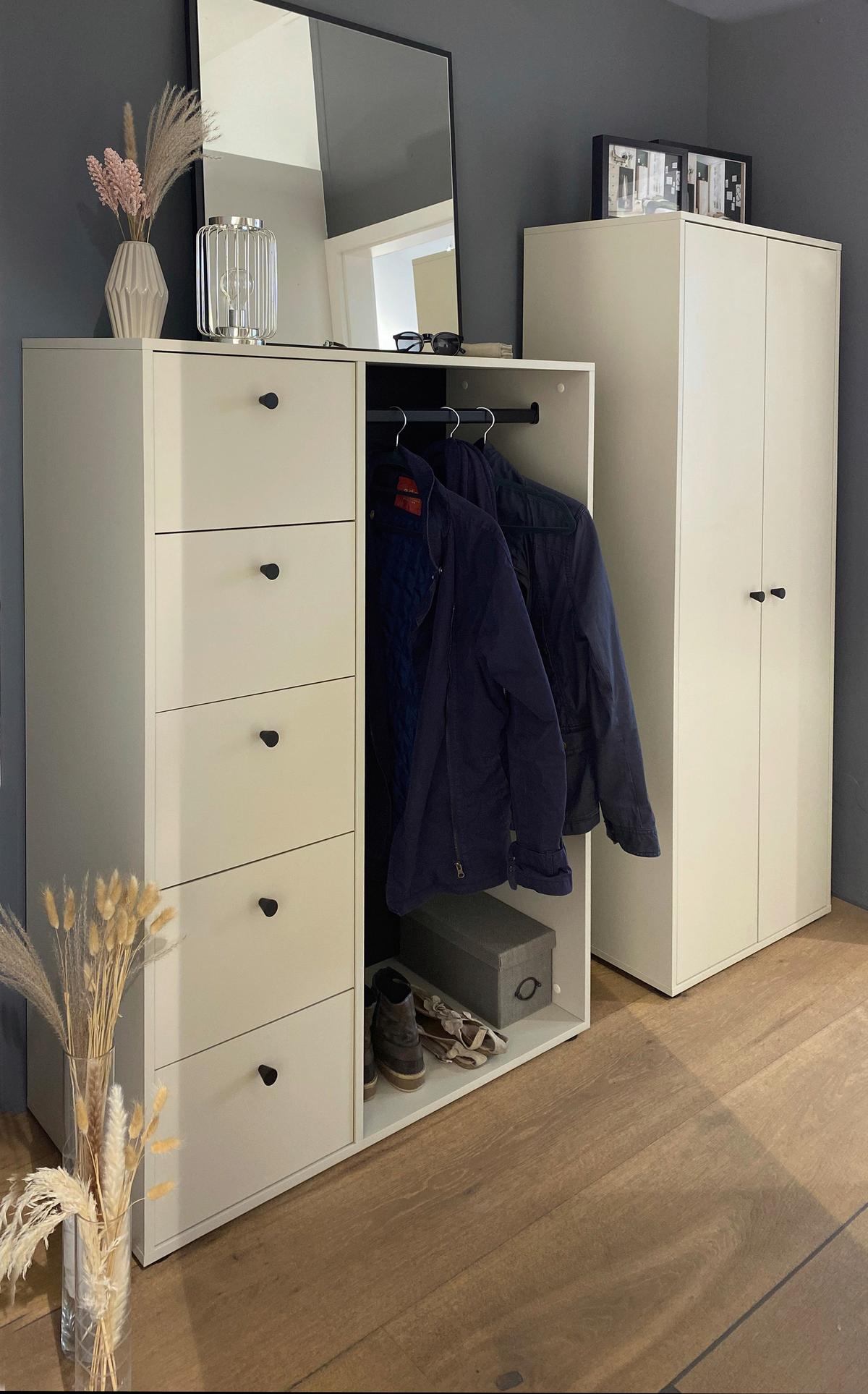 Hochschrank Lovund, Beige B: 65,1 Cm - Beige, Design, Holzwerkstoff (65,1/163,6/41cm) - MID.YOU