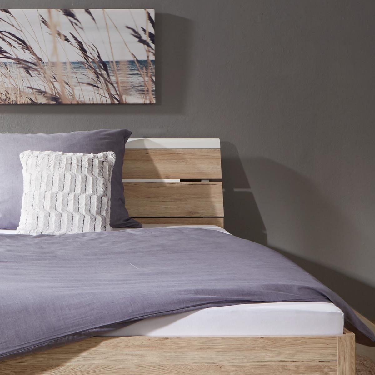 Bett Inkl. Laden + Led 140x200 Mars, Eiche Dekor - Eichefarben/Eiche San Remo, MODERN, Holzwerkstoff (140/200cm) - MID.YOU