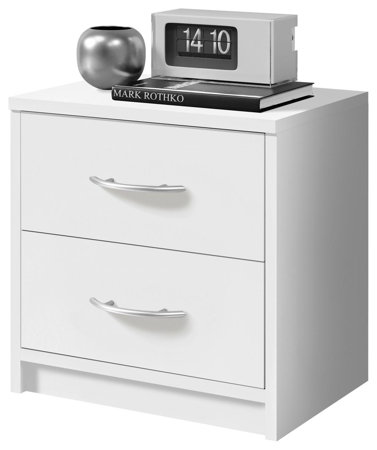 Nachtkästchen Pepe B: 38,5 Cm Weiß - Schwarz/Weiß, Basics, Holzwerkstoff (38,5/39/28,2cm) - P & B