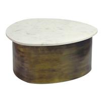 COUCHTISCH Weiß/Goldfarben B: 63cm - Goldfarben/Weiß, Design, Stein/Metall (63/63/30cm) - MID.YOU