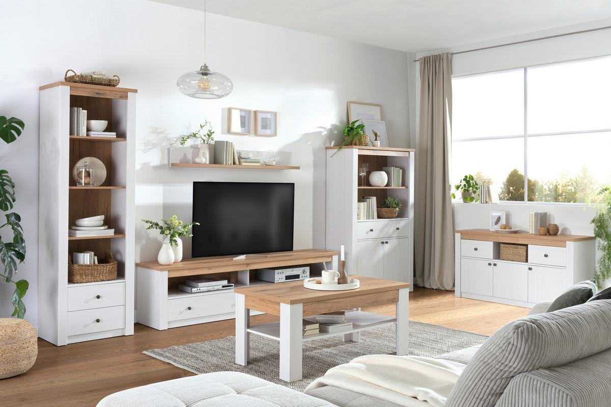 Kommode Rovigio Weiß, Lärche Dekor B: 137 Cm - Lärchefarben/Weiß, KONVENTIONELL, Holzwerkstoff (137/72/42cm) - Landscape