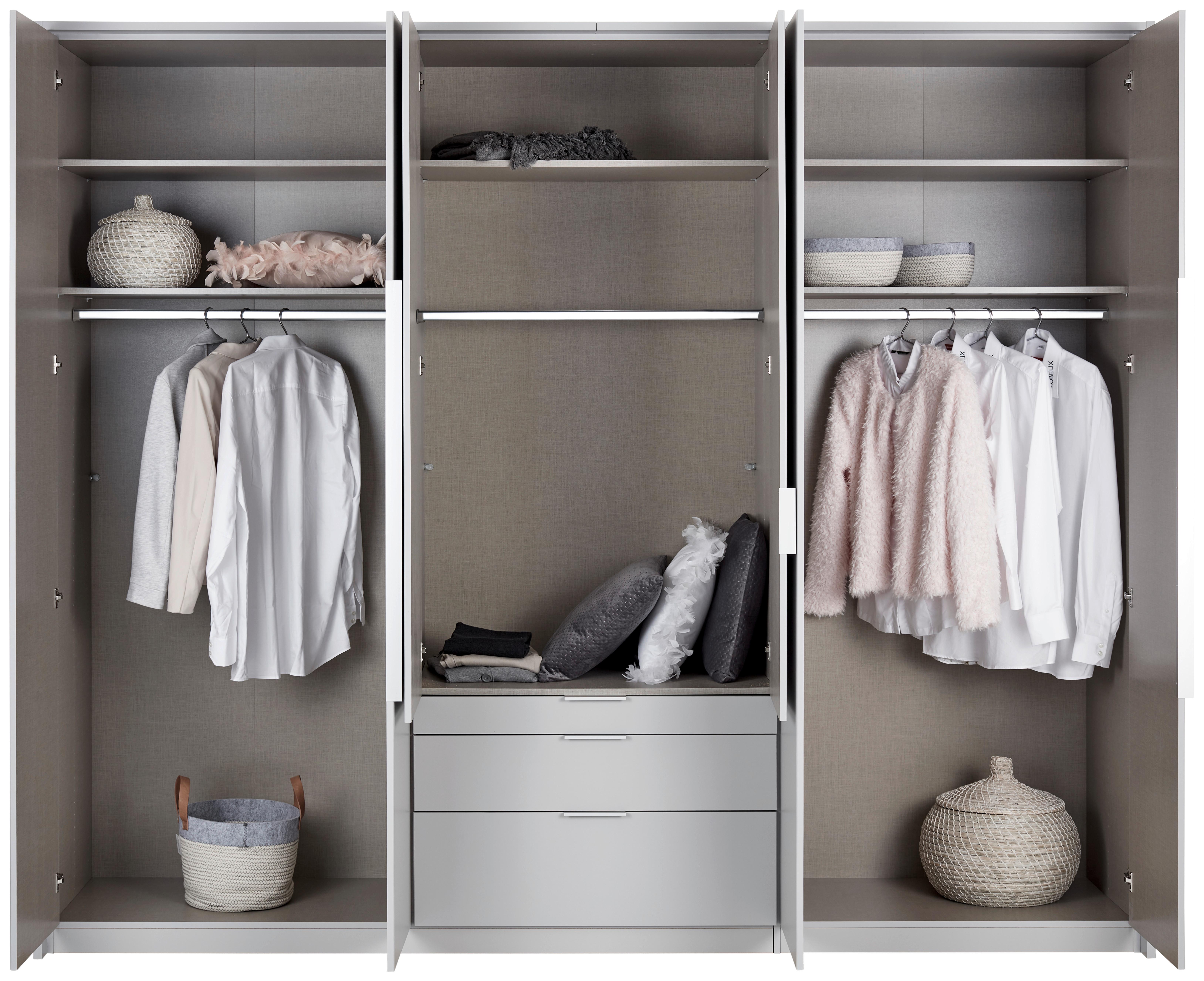 Drehtürenschrank mit Schubladen 271 cm Alabama Extra Hellgrau - Hellgrau/Eiche Artisan, MODERN, Holzwerkstoff (271/229/54cm)