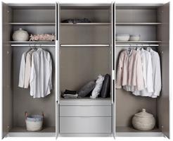 Drehtürenschrank ALABAMA EXTRA aus Dekor in Grau/Artisan Eiche mit 3 Laden Innen