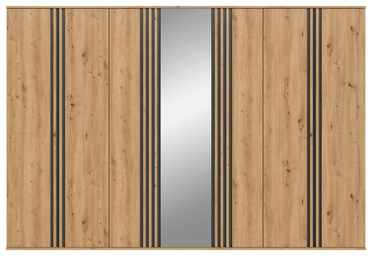 Drehtürenschrank Tofta Eiche Dekor/Anthrazit B: 280cm - Anthrazit/Eiche Artisan, ROMANTIK / LANDHAUS, Holzwerkstoff (280/192/56cm) - Livetastic