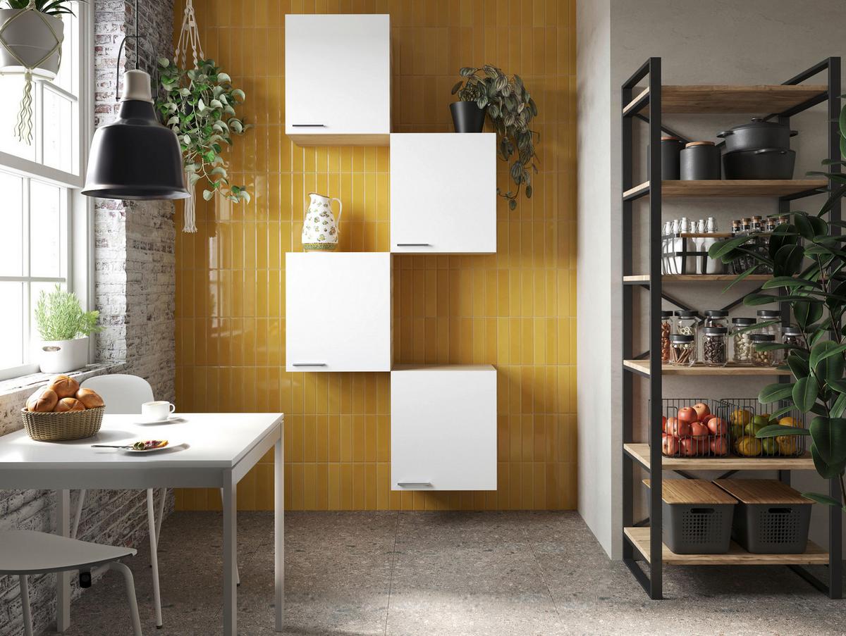 Küchenoberschrank Merle Weiß/Eiche Dekor B:100cm - Eichefarben/Weiß, Basics, Holzwerkstoff (100/224,4/34,6cm) - Respekta