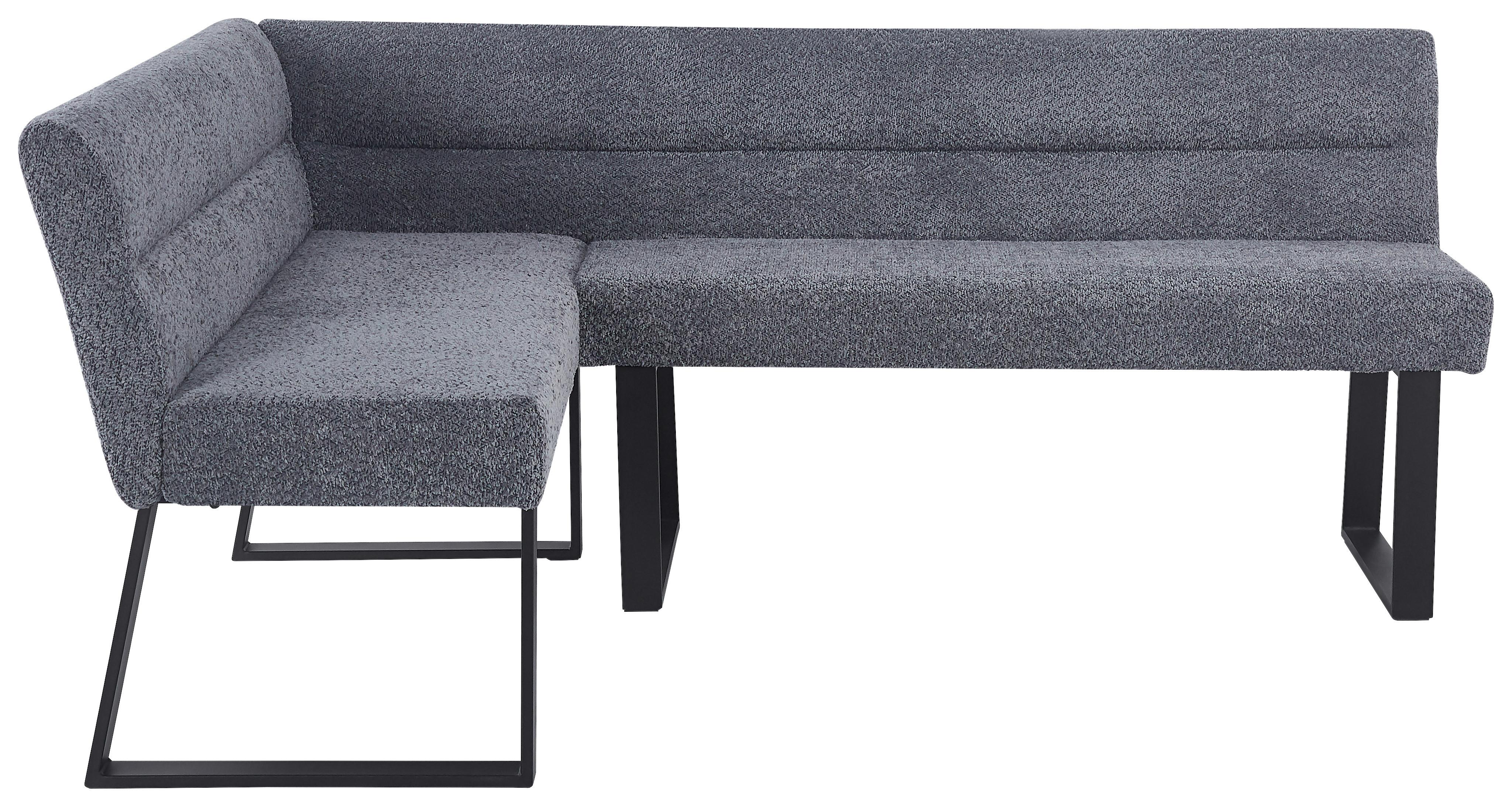 Eckbank Kea Leinenopt. Grau, S. 150x190cm - Schwarz/Grau, KONVENTIONELL, Textil/Metall (150/190cm) - MID.YOU