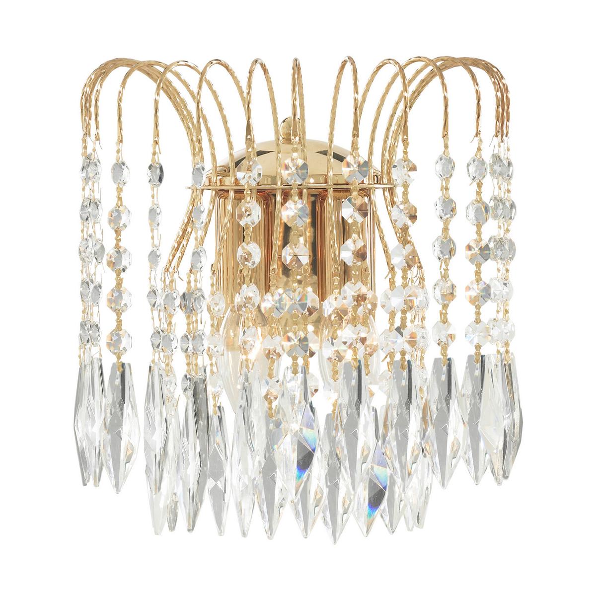 Wandleuchte Waterfall 5172-2 - Klar/Goldfarben, Design, Glas/Metall (25/26cm)