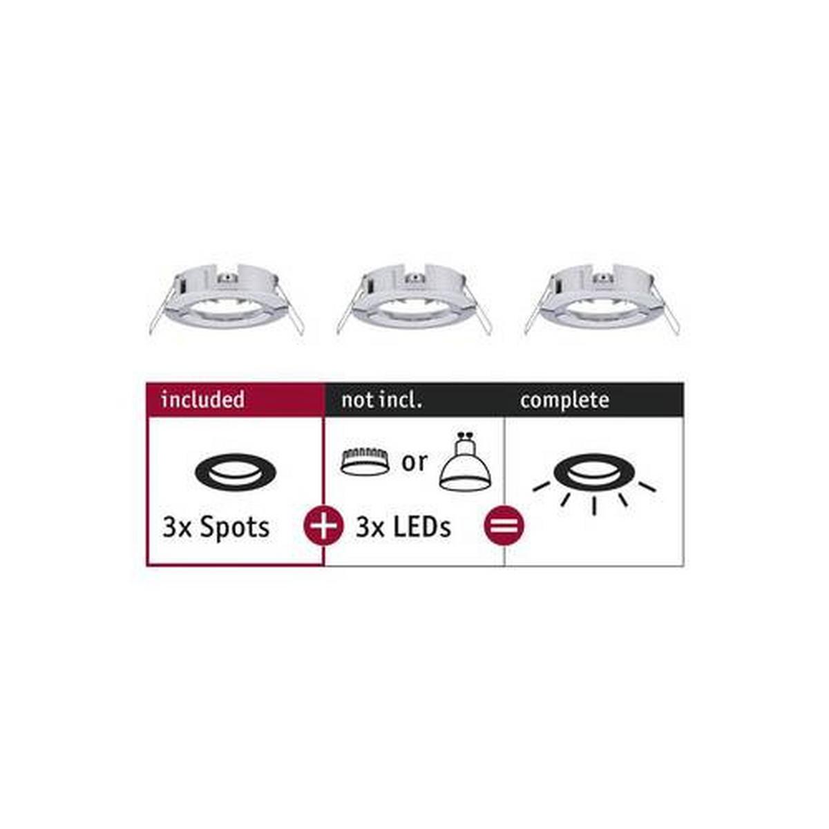 Deckenleuchte 3er-set Ø 8,4 Cm 3-Flammig - Chromfarben/Alufarben, Basics, Metall (8,4cm) - Paulmann