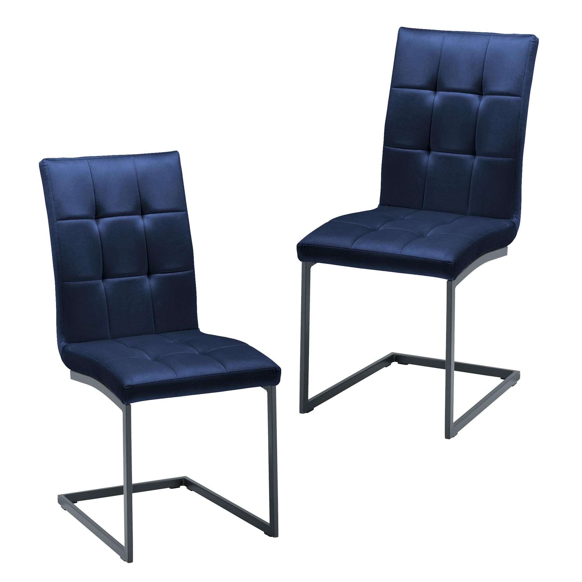 Dvoudílna sada židlí MELA tmavěmodrá - černá/tmavě modrá, Moderní, kov/textil (44/95/60cm) - PBJ