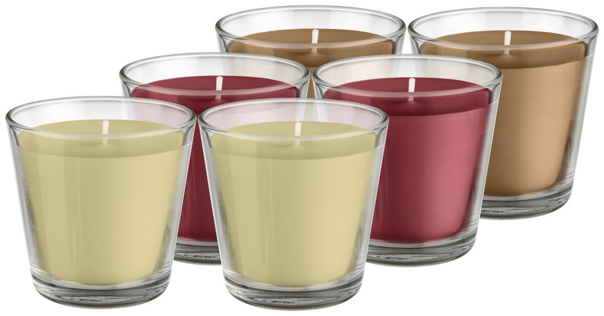 Teelichtset Anja - Hellbraun/Weinrot, KONVENTIONELL, Karton/Glas - Luca Bessoni