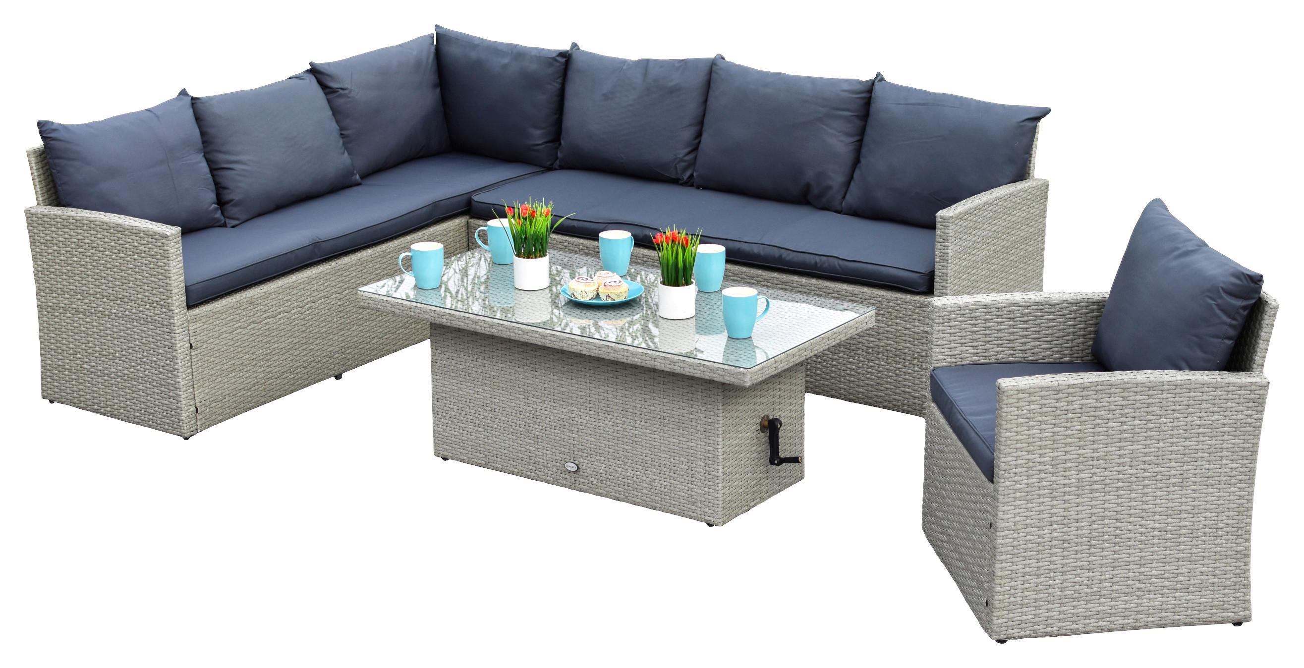 Gartenmöbel Set 4-Tlg Chicago Metall/Kunststoff mit Kissen - Anthrazit/Grau, MODERN, Kunststoff/Metall - Gardenson