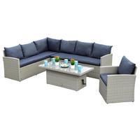 Gartenmöbel Set 4-Tlg Chicago Metall/Kunststoff mit Kissen - Anthrazit/Grau, MODERN, Kunststoff/Metall - Gardenson