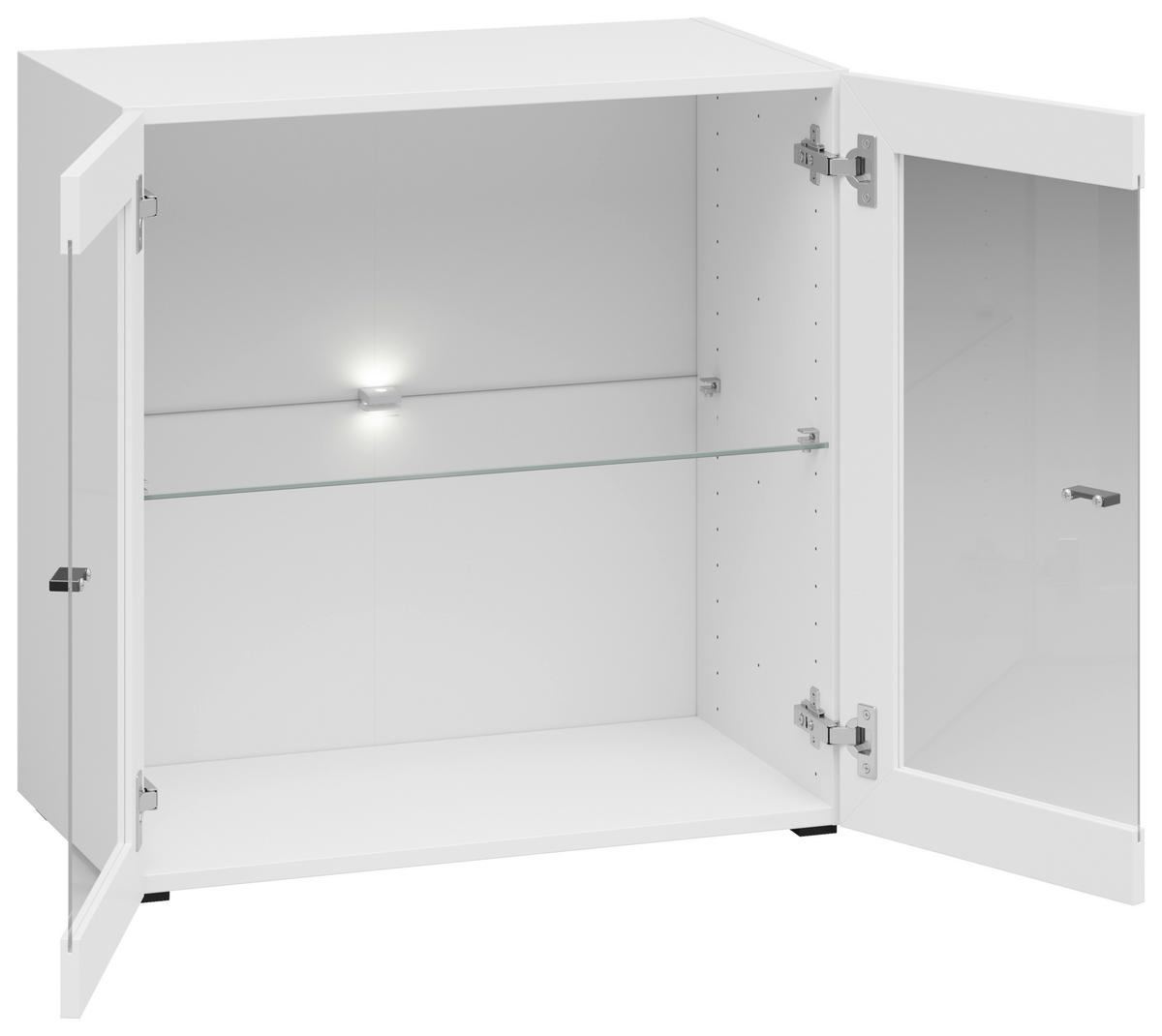Vitrine 2 Türen, B: 64 cm Sixty-Four, Weiß - Schwarz/Weiß, Trend, Glas/Holzwerkstoff (64/64/35cm)