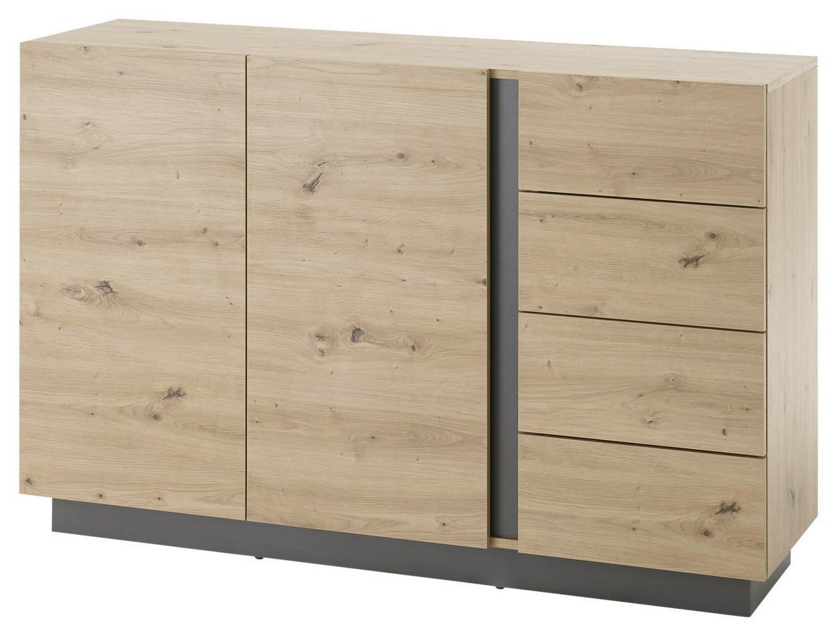 Sideboard Clair Grau/Eiche Dekor B:138cm - Eiche Artisan/Grau, Design, Holzwerkstoff (138/91/40cm) - MID.YOU