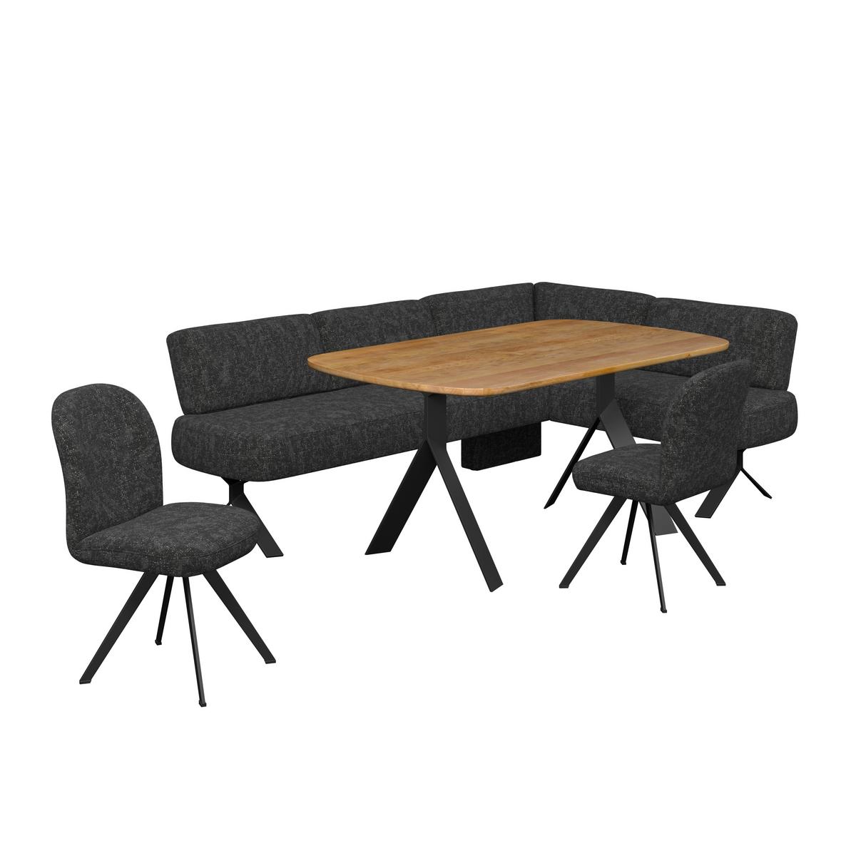 Eckbank dunkelgrau/Metallbeine Ulmo, S:248x176cm - Dunkelgrau/Schwarz, MODERN, Textil/Metall (248/176cm)