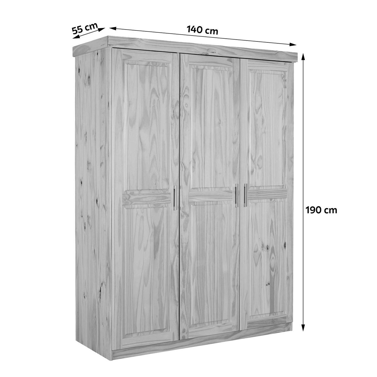 Drehtürenschrank Massiv 140cm Pelle, Kiefer Natur - Naturfarben, LIFESTYLE, Holz (140/190/55cm) - MID.YOU