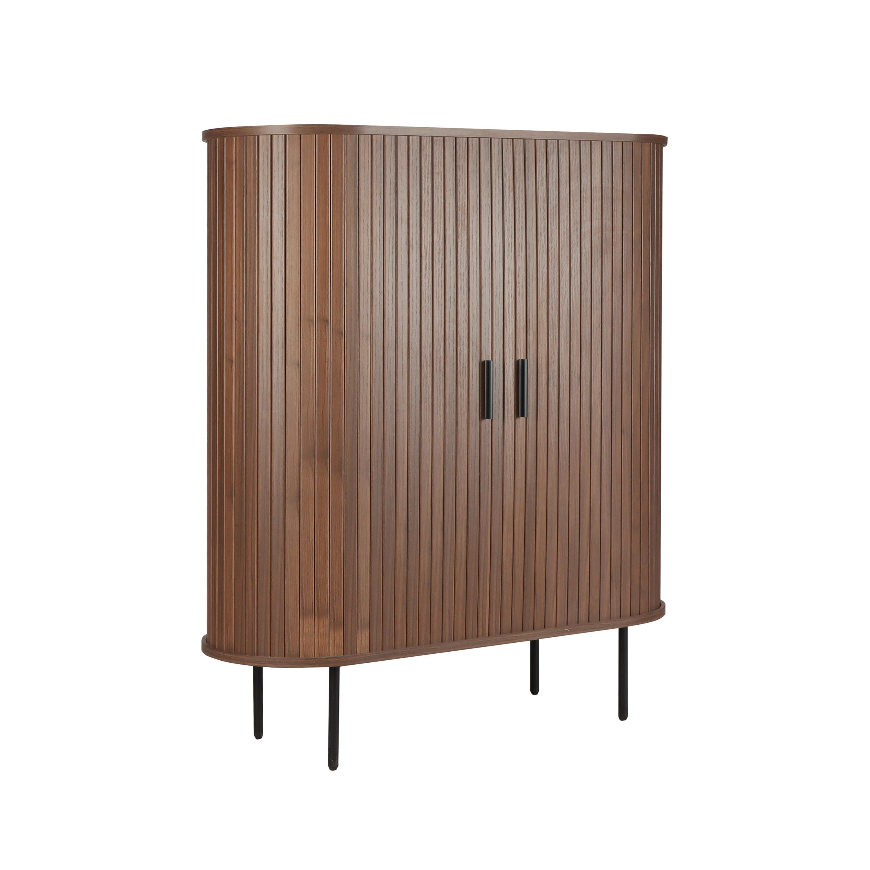 Kommode Walnussfarben, B: 100cm - Walnussfarben/Schwarz, Design, Holzwerkstoff (100/118/40cm) - Livetastic