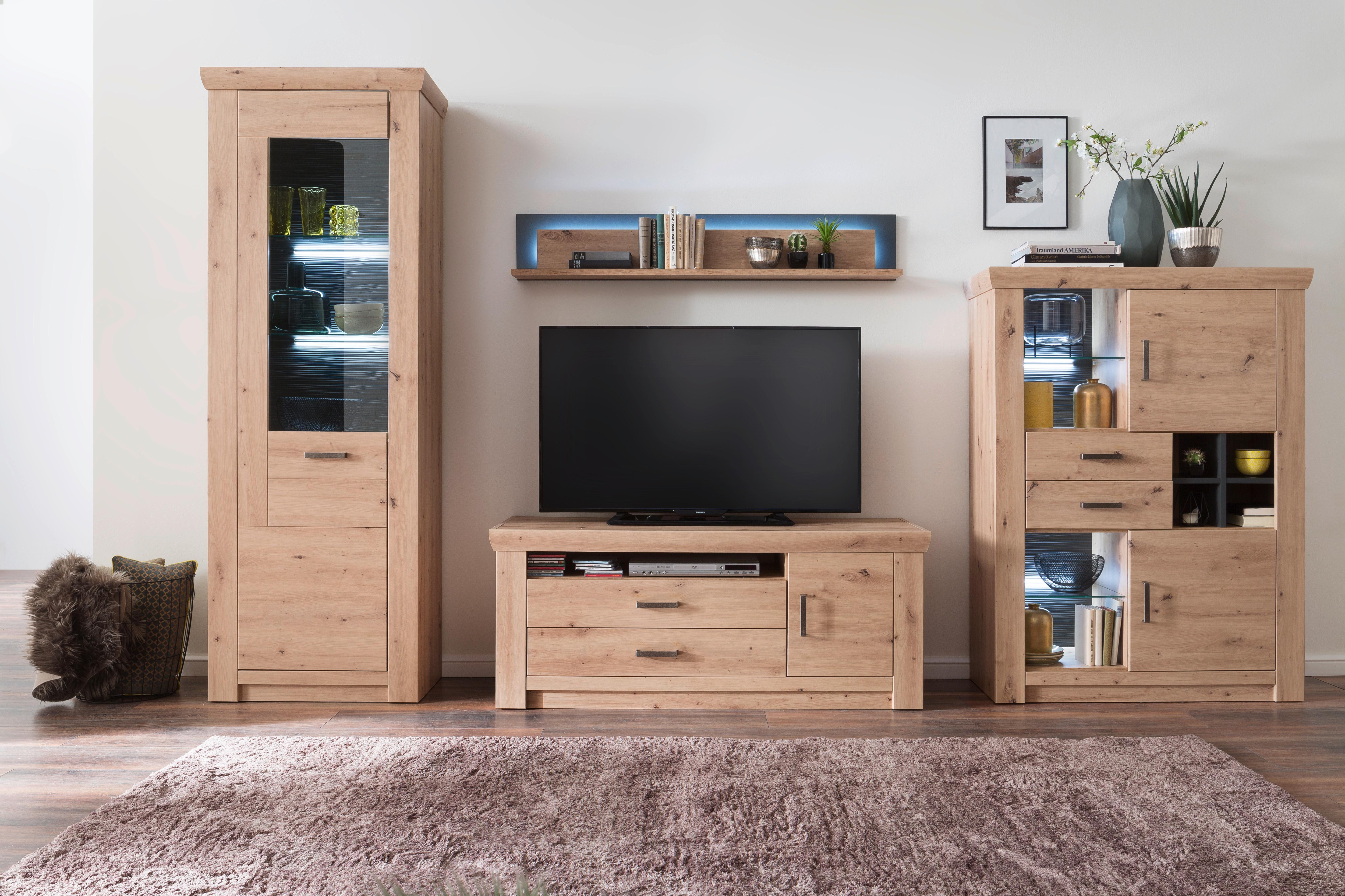 TV-Element Meran B: 144 cm Eiche Dekor - Eichefarben, Design, Holzwerkstoff (144/60/55cm) - Livetastic