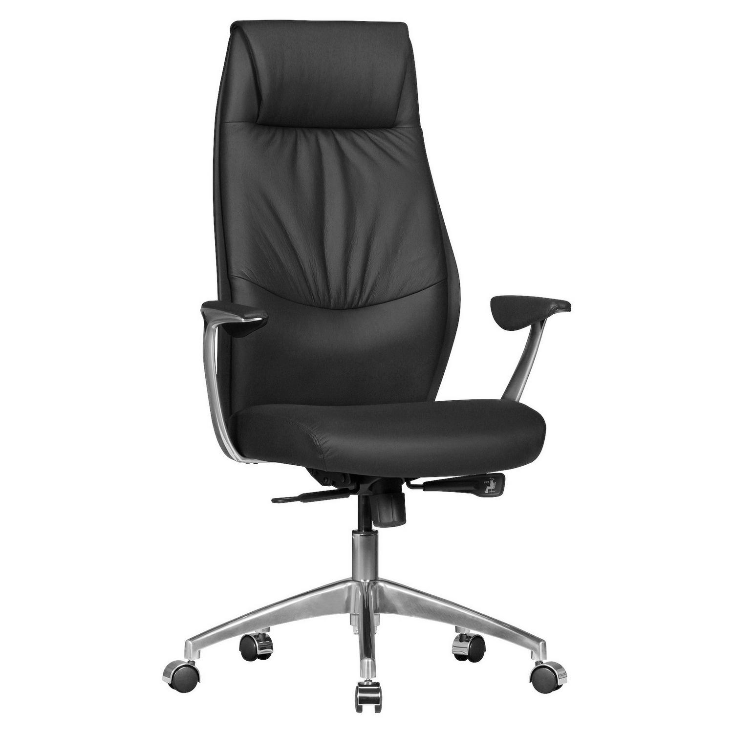 Chefsessel Oxford Echtleder mit Armstützen Schwarz 120 kg 67x117x58 cm