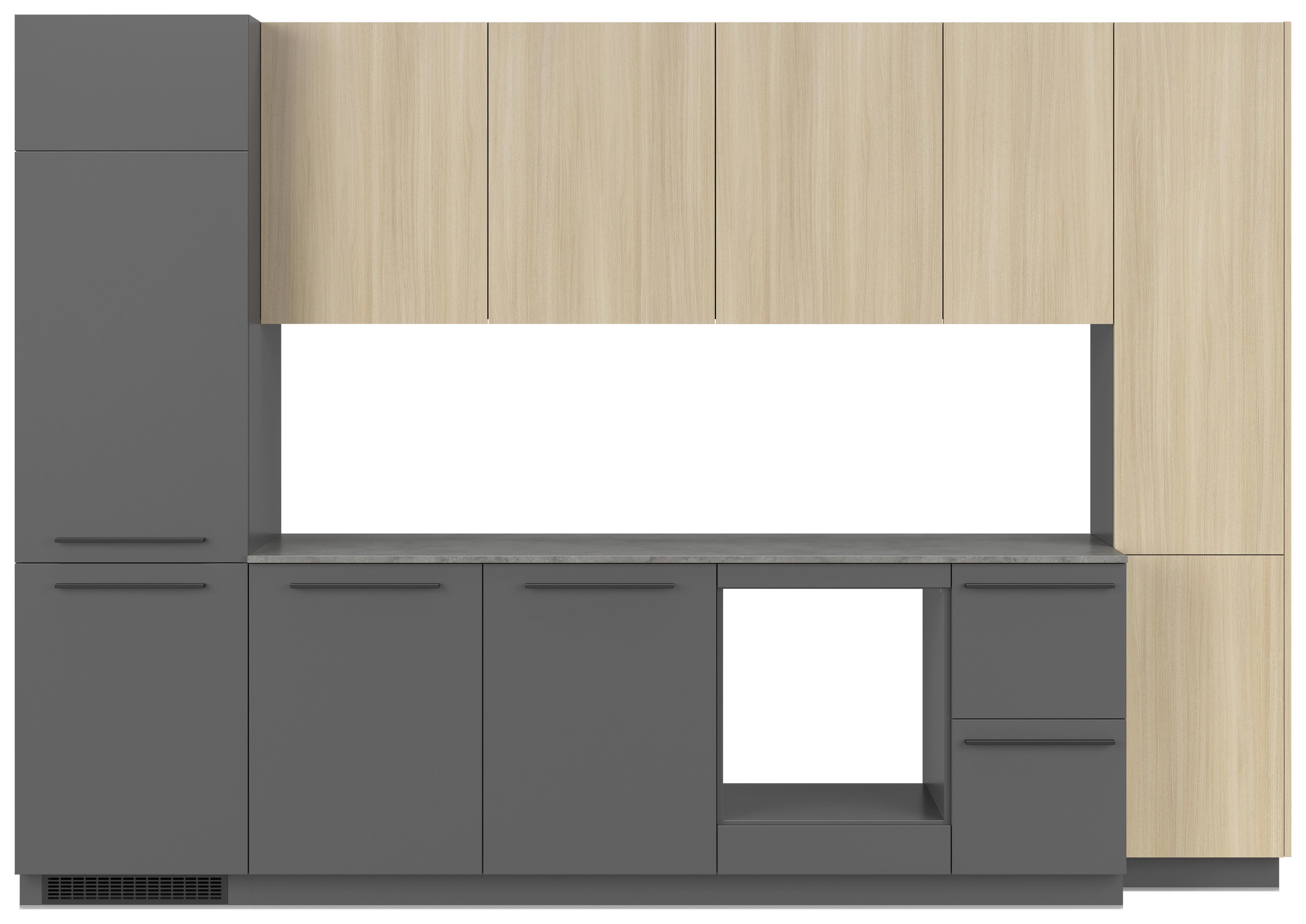 Küchenblock Milino Medium B-Grg-Sbe - Eichefarben/Graphitfarben, Basics, Holzwerkstoff (345cm) - Visiona