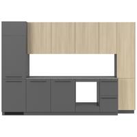 Küchenblock Milino Medium B-Grg-Sbe - Eichefarben/Graphitfarben, Basics, Holzwerkstoff (345cm) - Visiona