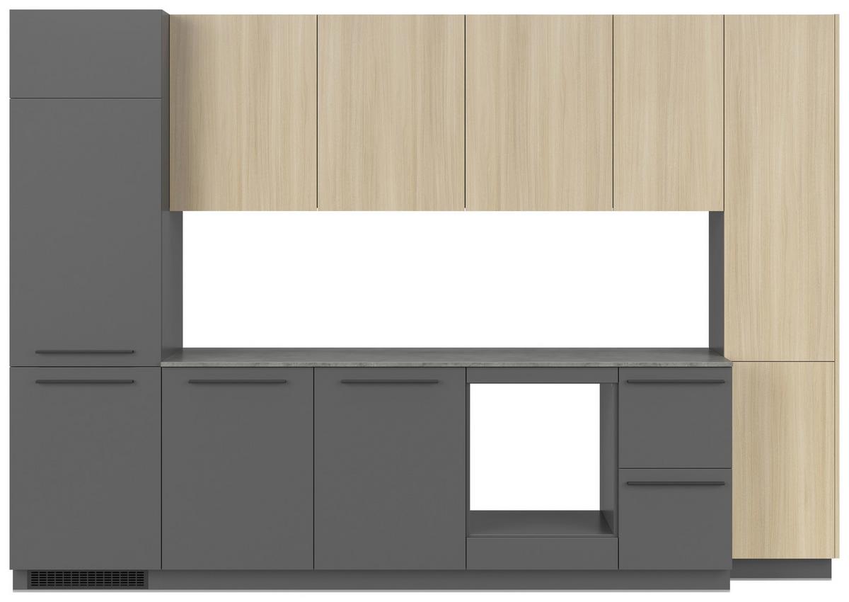 Küchenblock Milino Medium B-Grg-Sbe - Eichefarben/Graphitfarben, Basics, Holzwerkstoff (345cm) - Visiona