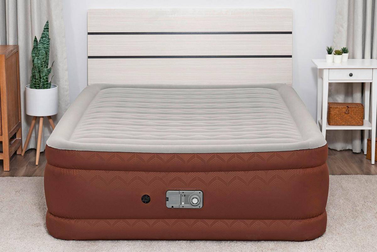 Luftbett Anastasia 203x152x51 Cm Bis 350kg, Inkl. Pumpe - Braun/Grau, KONVENTIONELL, Kunststoff/Metall (203/152/51cm) - Bestway