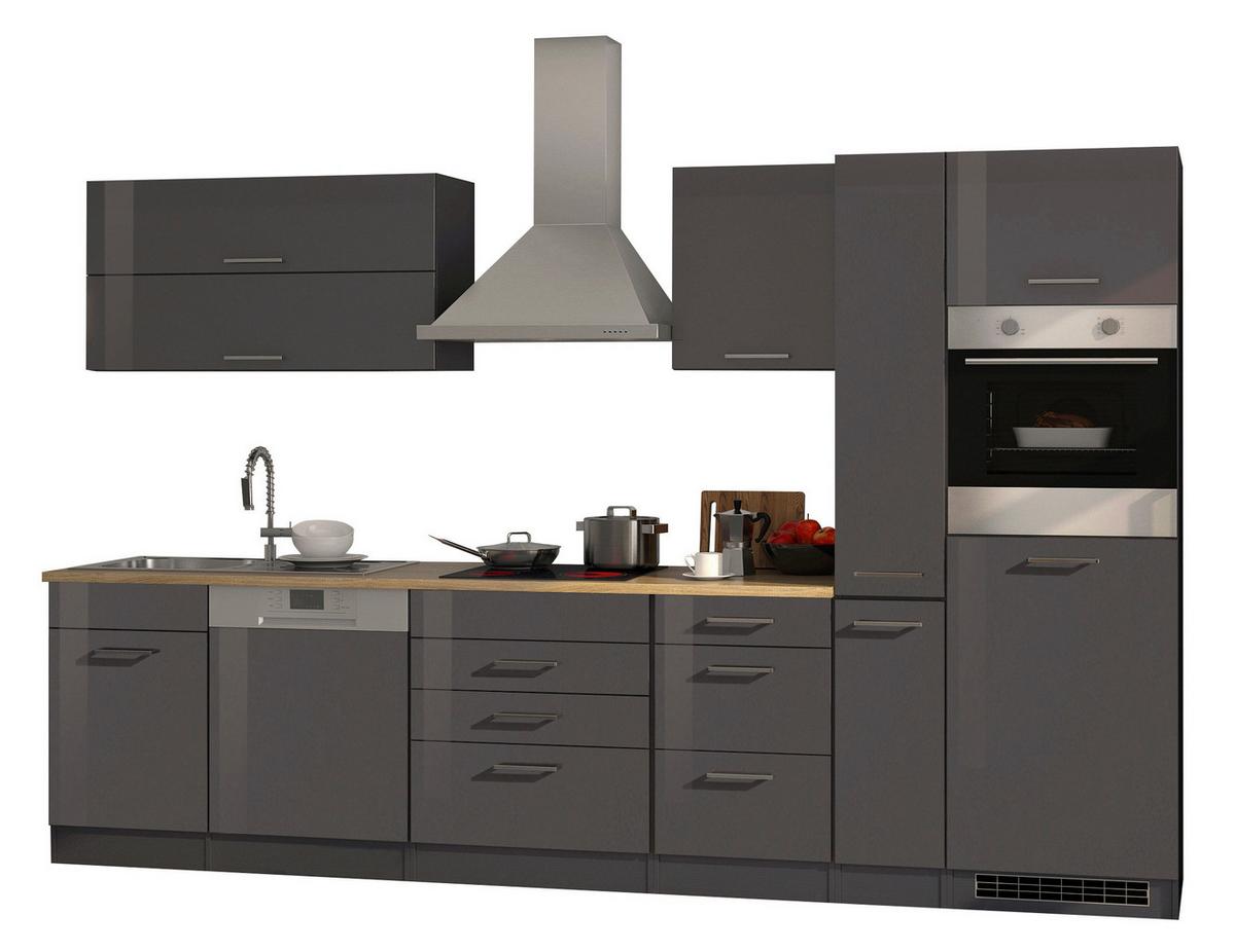 Küchenblock Mailand Gsp B: 330cm Anthrazit - Eichefarben/Anthrazit, Basics, Holzwerkstoff (330cm) - MID.YOU