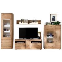 Wohnkombination Massiv 4-Tlg. Ravello Eichefarben - Eichefarben, Design, Glas/Holz (339/208/50cm) - Livetastic