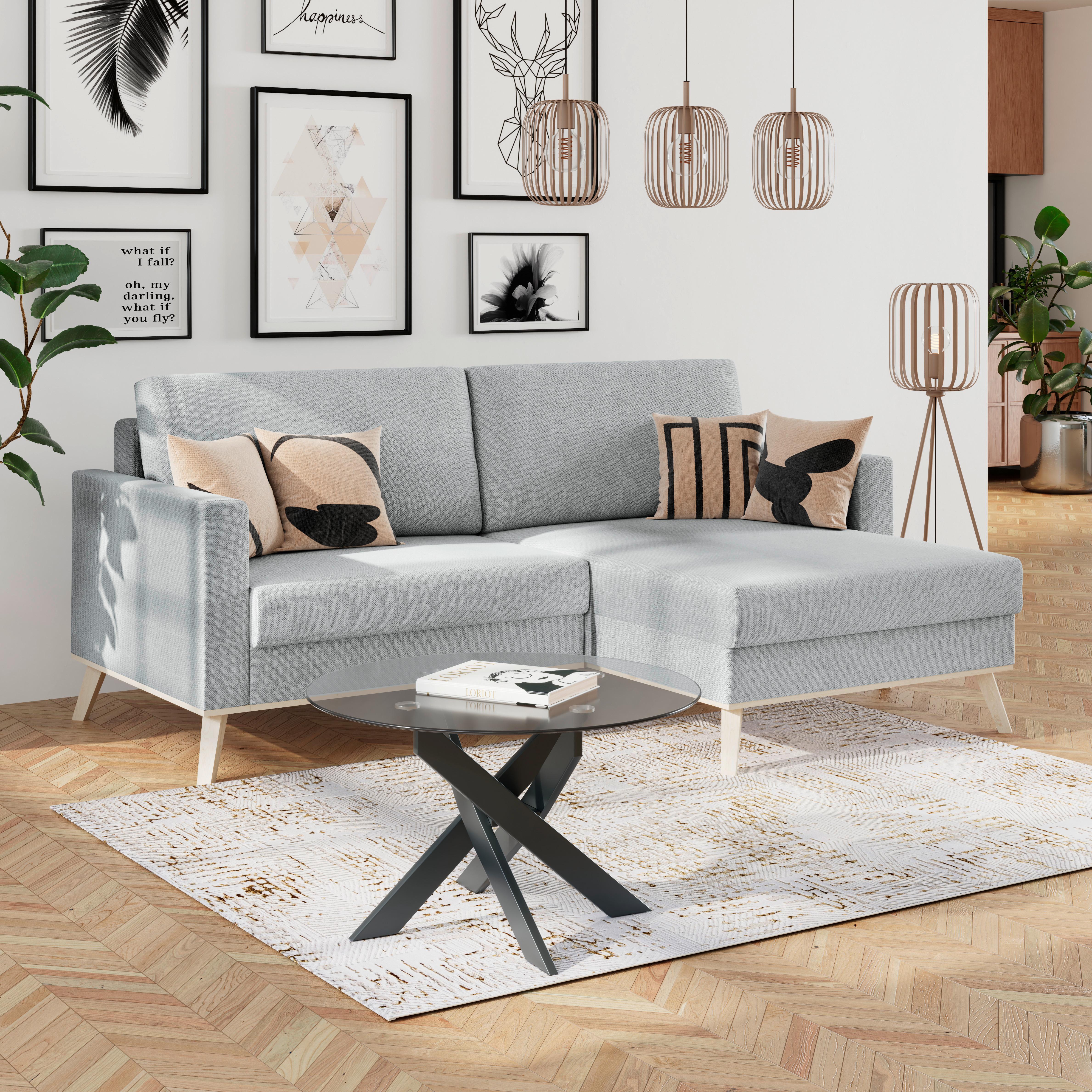 Ecksofa Carini - Eichefarben/Silberfarben, Basics, Textil (222/152cm)