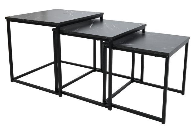 Kisasztal Szett Carmen - fekete, Trend, faalapú anyag/fém (40-42/35-39/36cm)