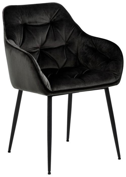 Armlehnstuhl Brooke Samtbezug Grau/Braun Gepolstert - Schwarz/Braun, Trend, Textil/Metall (58/83/55cm) - Livetastic