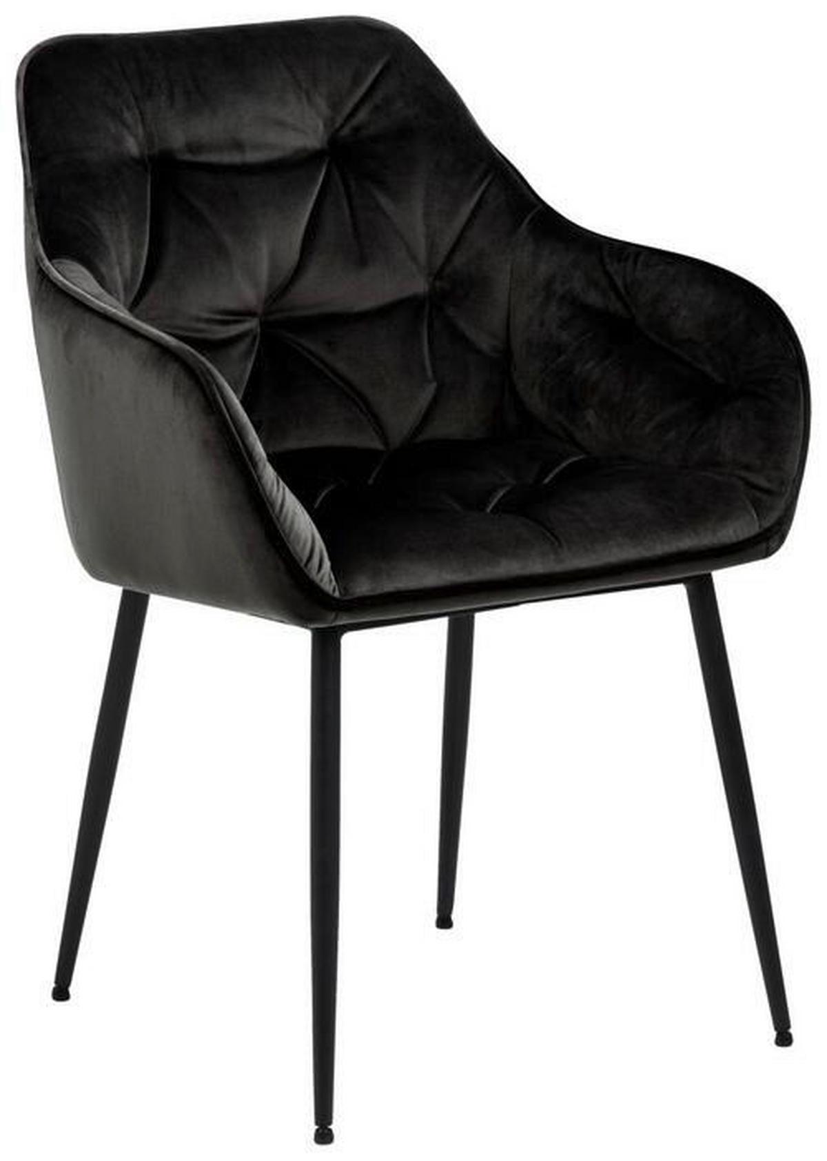 Armlehnstuhl Brooke Samtbezug Grau/braun Gepolstert - Schwarz/Braun, Trend, Textil/Metall (58/83/55cm) - Livetastic